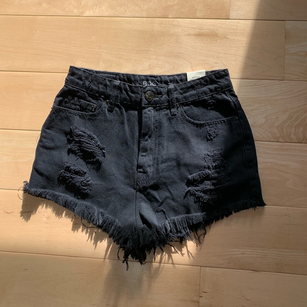 NEW BDG Super High Rise Cheeky Denim Shorts - Black